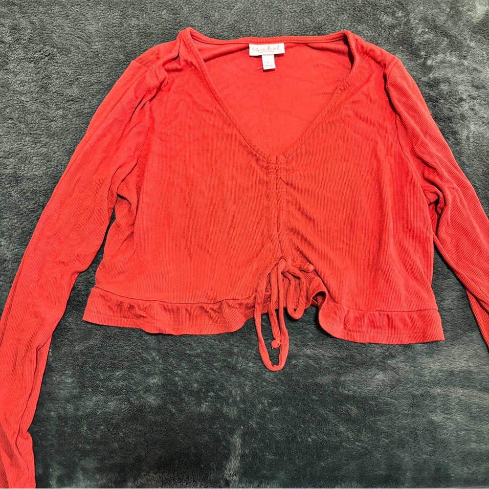 Ingrid & Isabel Red Long Sleeve V-Neck Top